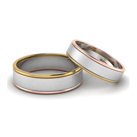Platinum Love Bands with Rose Gold & Yellow Gold Edges JL PT 651 ...