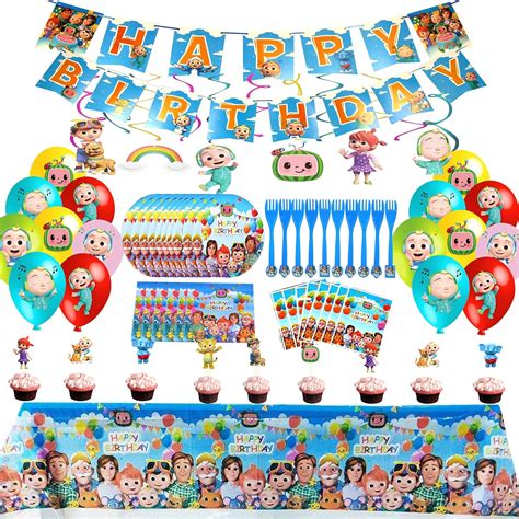 Buy 96Pcs Birthday Party Supplies, Cartoon Theme Party Packs for Kids ...