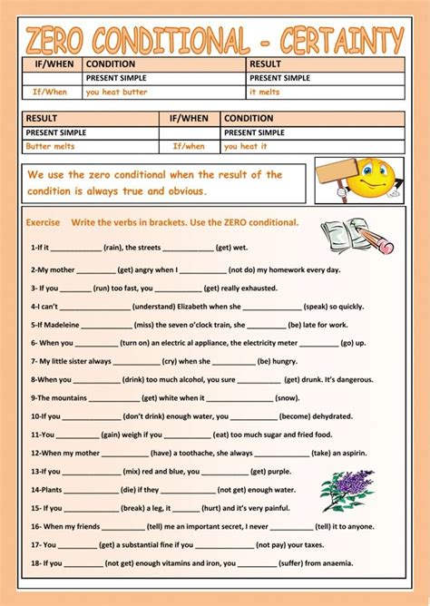 Image result for Zero Conditional Sentences Exercises