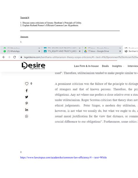 Tutorial 8 - tuto 8 - Tutorial 8 Discuss some criticisms of Jeremy ...