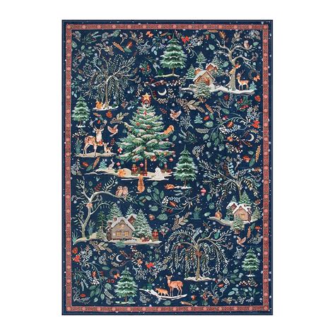 Lahome 5x7(ft) Blue Washable Christmas Rug，Soft Xmas Reindeer Non Slip ...