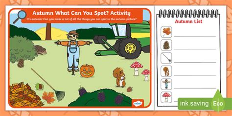 Autumn What Can You Spot? Writing Activity | Twinkl - Twinkl