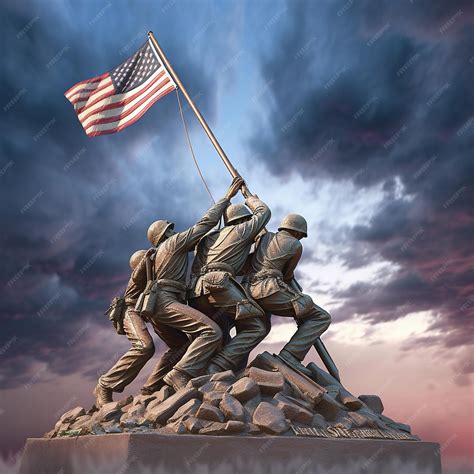 Iwo jima memorial statue of soldiers putting flag | Premium AI ...