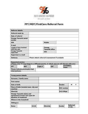 Fillable Online FFT/MST/FirstCare Referral Form - healthpoint.co.nz Fax ...