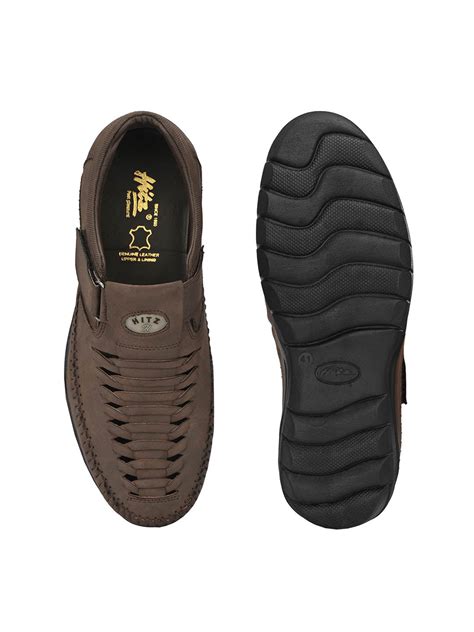 Hitz Men's Brown Synthetic Shoe Style Sandals with Velcro Closure ...