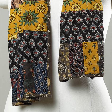 Patchwork Cotton Stole in Ajrakh Block Prints 05 Online at iTokri.com ...