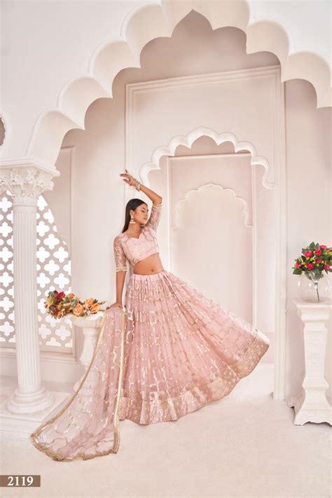 Baby Pink Elegant Butterfly Net Lehenga with Zari & Sequ