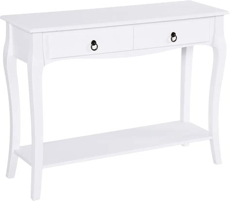 Buy HOMCOM Console Table Modern Sofa Side Desk with Storage Shelves ...