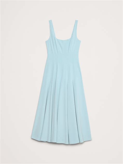 Stretch-Sateen Square-Neck Maxi Dress | Banana Republic