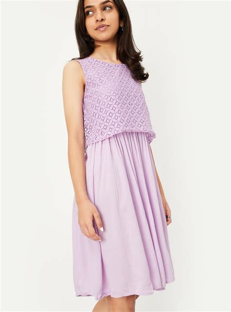 Buy Girls A-line Dress with Lace Overlay Online at just Rs. 699.0 ...