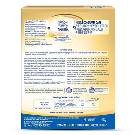 Nestle Nan Pro Follow-Up Formula, Stage 3, After 12 Months, 400 gm ...