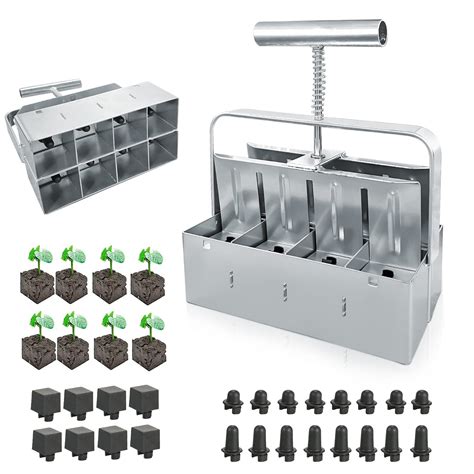 Buy Manual Soil Block Maker 8 Soil Blocker 2 inch Manual Quad Soil ...