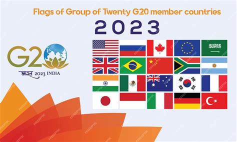 Premium Vector | Flags of Group of Twenty G20 member countries with banner G20 2023 colors flag ...