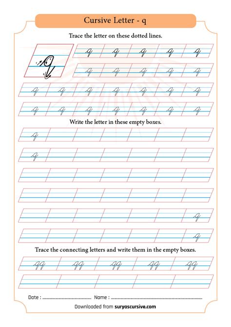 Image result for Cursive Q Practice Sheets