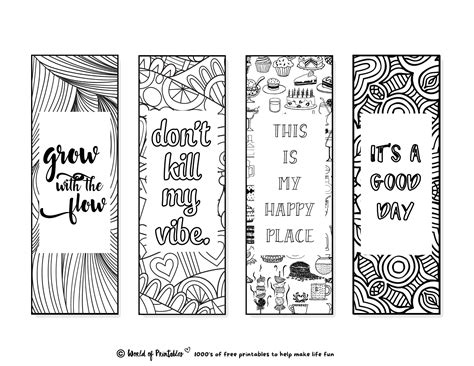 Printable Bookmarks To Color | 120 For Adults & Kids - World of Printables