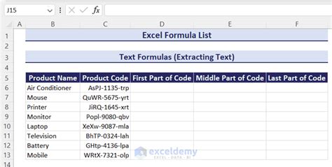 Image result for Excel Text Formula List