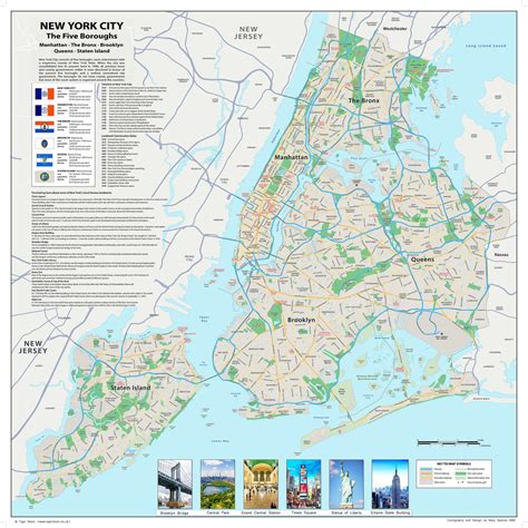 New York City street map - The Five Boroughs. 59cm x 59cm | I Love Maps