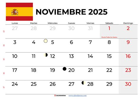 Calendario Noviembre 2025 España