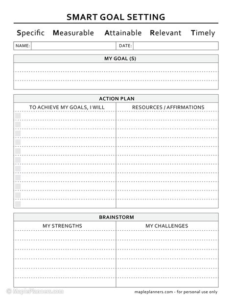 Image result for Examples Smart Goal Setting Worksheet