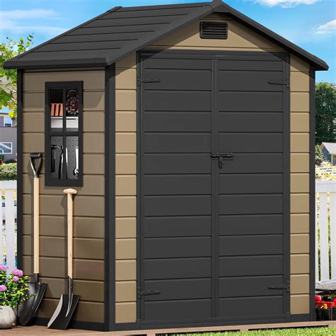 DWVO 6x4 FT Resin Storage Shed with Floor, Outdoor Storage Shed with ...
