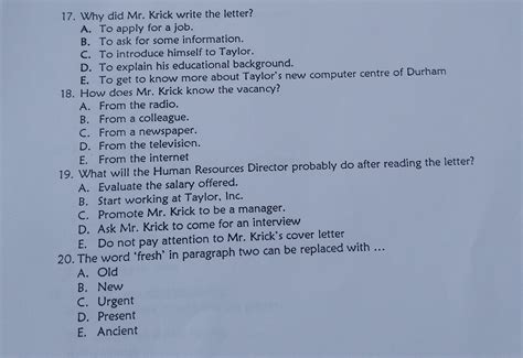 17 Why did Mr Krick write the letter A To | StudyX