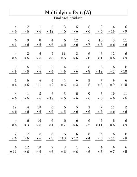 Image result for Free Printable 6 Times Table Worksheet
