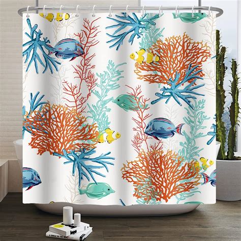 Amazon.com: Renaiss 72x72 Inches Ocean Fish Shower Curtain Nautical ...