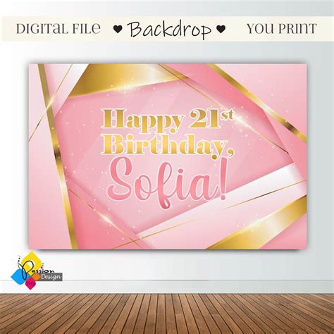 Buy Printable Pink Gold Glitter Backdrop Design. Digital Birthday or ...