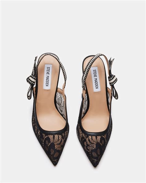 BRI Black Lace Slingback Pump Women's Heel – Steve Madden