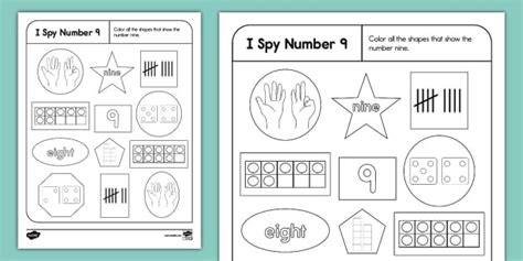 Number Sense I Spy Number 9 Activity (teacher made) - Twinkl