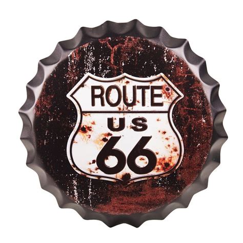 Bottle Caps wall decor sign - Route US 66 Retro (14"x14") — eazy wagon