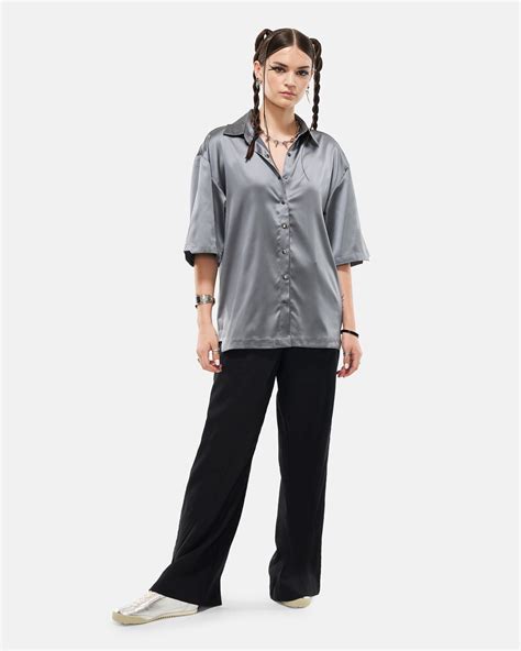 Buy Fetus Lux Satin Shirt | Minimalist Futuristic Streetwear