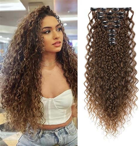 Amazon.com : Curly Clip in Hair Extensions Clips in Feelings #33 auburn ...