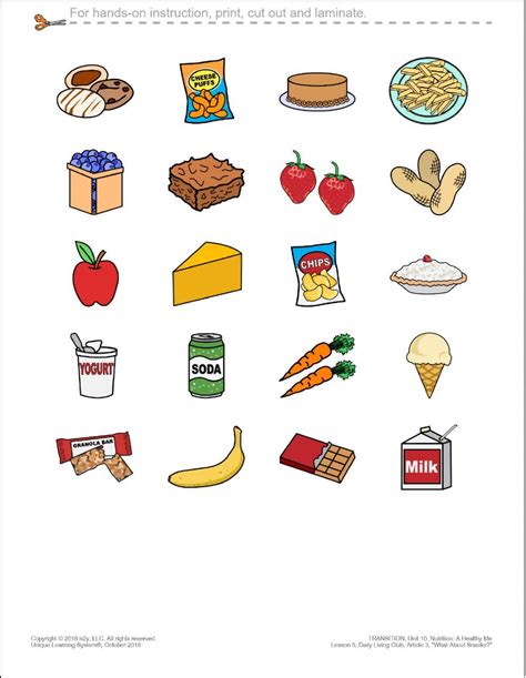 Snacks Worksheet 的图像结果