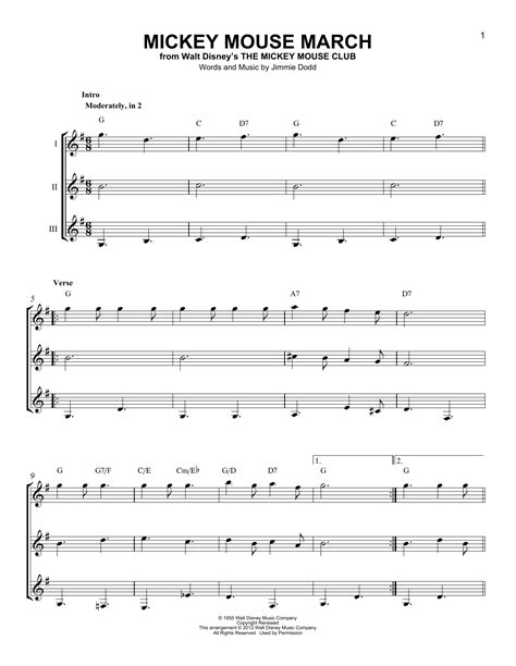 Mickey Mouse March (from The Mickey Mouse Club) by Jimmie Dodd Sheet ...