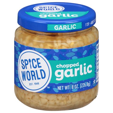Spice World Chopped Garlic, 8oz Jar, Bold Minced Flavor, 1 Tsp Equals 1 ...