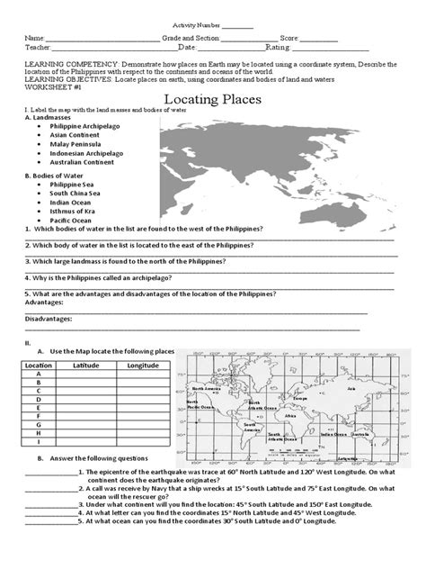 Geographical Location Worksheet 的图像结果