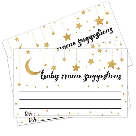 50 Baby Name Suggestion Cards, Baby Name Suggestions for Baby Shower ...