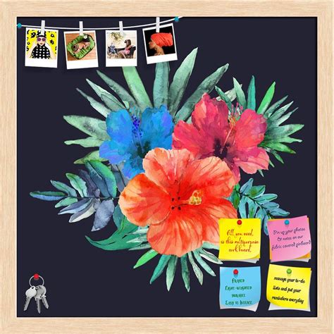 BOXD Abstract Watercolor Hibiscus Flowers D1 Printed Bulletin Board ...