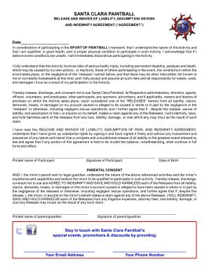 CA SCP Release and Waiver of Liability Assumption or Risk and Indemnity ...