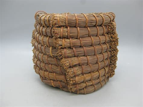 Antique Papago Native American Indian Coiled Pine Needle Basket For ...