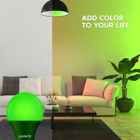 Luxrite 60-Watt EQ A19 Green Medium Base (e-26) LED Decorative Light ...