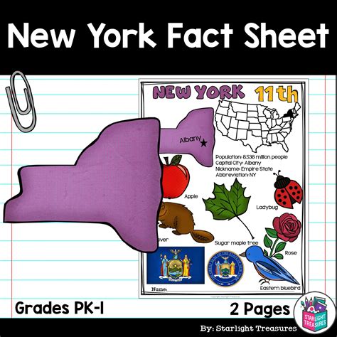 New York Fact Sheet for Early Readers - A State Study | Made By Teachers