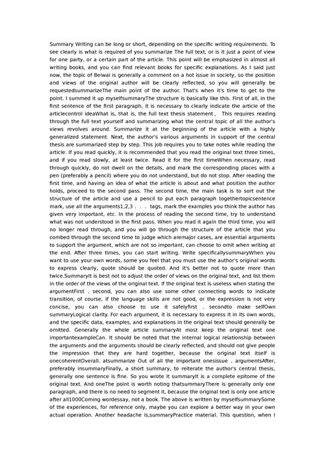 Image result for Summary Writing Examples