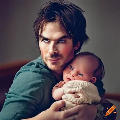 Image of ian somerhalder cuddling a baby girl on Craiyon