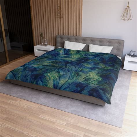 Abstract Duvet Cover | Peacock Navy Blue, Green | Bedding Sets