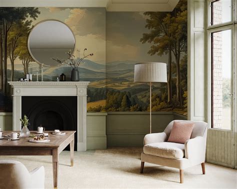 Vintage Landscape Wallpaper Mural - Etsy