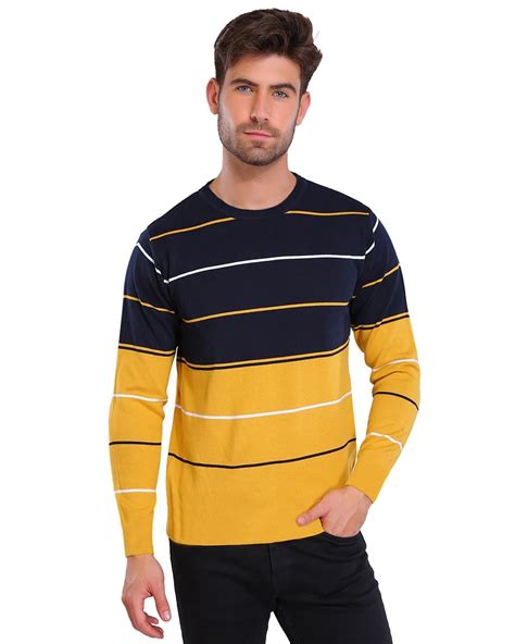 Buy Try This Men's Yellow Striped T-shirt for Men Yellow Online at Bewakoof