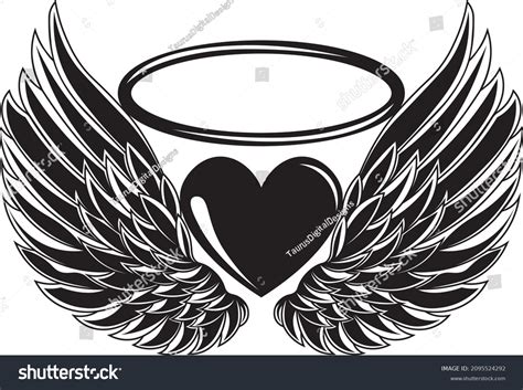 Heart With Angel Wings And Halo Tattoo
