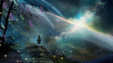 Download Anime Galaxy Starry Night Wallpaper | Wallpapers.com